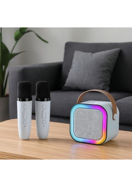 Rgb Taşınabilir 2 Mikrofonlu Karaoke Seti Ktv Bluetooth Çift Mikrofonlu Hoparlörlü Karaoke Set fiyatları
