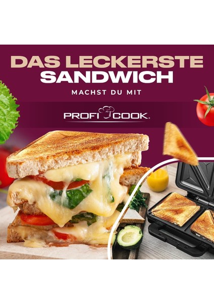 Proficook Pc-St 1092 Xxl Sandviç Tost Makinesi – 900W Elektrikli Sandwichtoaster, Extra Büyük Plakalar & Antihaft Kaplama indirimleri
