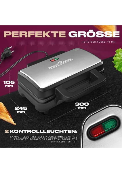 Proficook Pc-St 1092 Xxl Sandviç Tost Makinesi – 900W Elektrikli Sandwichtoaster, Extra Büyük Plakalar & Antihaft Kaplama