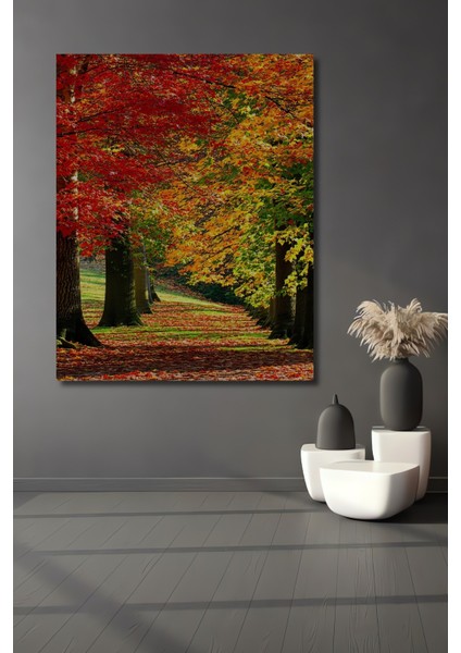 Sonbahar Renkleri Yağlı Boya Görünümlü Dekoratif Ahşap Ev/işyeri/ofis Kare Tablo