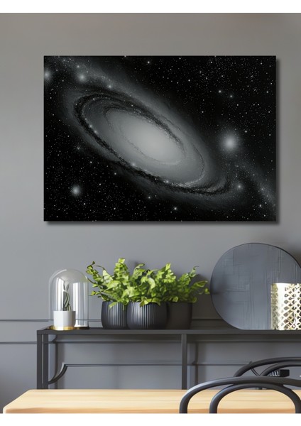 Andromeda Gökadası Yağlı Boya Görünümlü Dekoratif Ahşap Ev/işyeri/ofis Kare Tablo