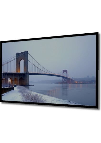 Çerçeve Görünümlü Buzlu Köprü Modern Sanat Yağlı Boya Görünümlü Dekoratif Ahşap Ofis Kare Tablo fiyatları