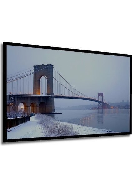 Çerçeve Görünümlü Buzlu Köprü Modern Sanat Yağlı Boya Görünümlü Dekoratif Ahşap Ofis Kare Tablo modelleri