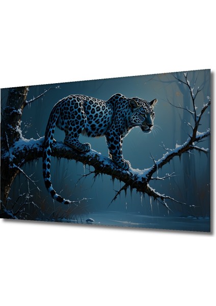 Buzul Çağı Leoparı Yağlı Boya Görünümlü Dekoratif Ahşap Ev/işyeri/ofis Kare Tablo fiyatları