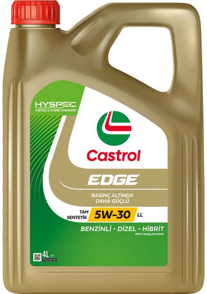 Edge 5W-30 LL Motor Yağı 4 Litre Benzinli ve Dizel Araçlar için Gelişmiş Koruma