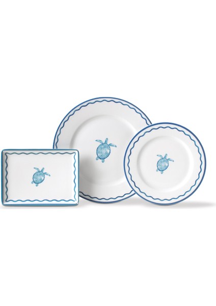 Souterrain 6 Kişilik 15 Parça Sunum Yemek Takımı - Mavi/beyaz
