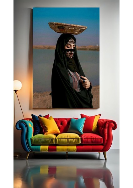 Modern Sanat Peçeli Kadın Ev Duvar Salon Güzellik Salonu Ofis Dükkan Dekarasyon Kanvas Tablo