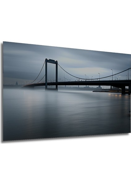 Sisli Nehir Köprüsü Manzarası Dekoratif Ahşap Ev/işyeri/ofis Kare Tablo modelleri