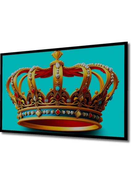 Çerçeve Görünümlü Göz Kamaştıran Altın Taç Yağlı Boya Görünümlü Dekoratif Ahşap Ofis Kare Tablo fiyatları