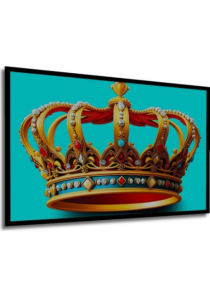 Çerçeve Görünümlü Göz Kamaştıran Altın Taç Yağlı Boya Görünümlü Dekoratif Ahşap Ofis Kare Tablo modelleri