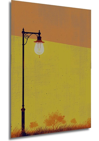 Gün Batımı Altında Nostaljik Lamba Yağlı Boya Görünümlü Dekoratif Ahşap Ev/işyeri/ofis Kare Tablo modelleri