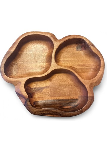 Doğal Masif Ahşap Sunumluk Tabak – 3 Bölmeli Çerezlik, Kahvaltılık ve Ikramlık (215X183 Mm) indirimleri