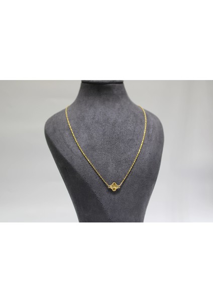 14 Ayar Gerçek Altın Dorikalı Yonca Kolye