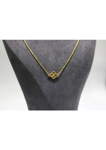 14 Ayar Gerçek Altın Dorikalı Yonca Kolye modelleri