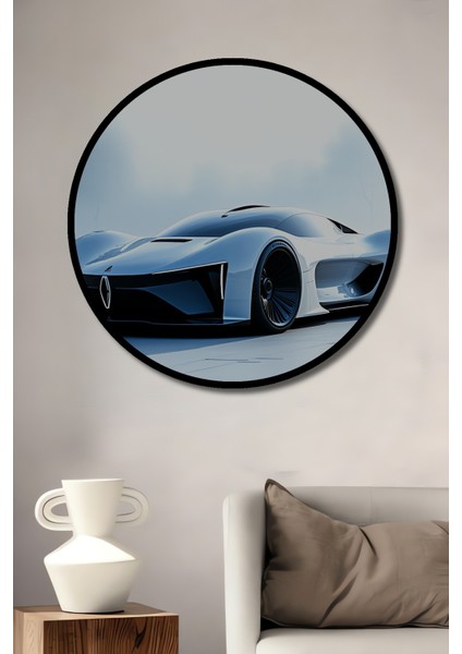 Çerçeve Görünümlü Fütüristik Beyaz Araba Modern Sanat Dekoratif Ahşap Ev/işyeri/ofis Yuvarlak Tablo