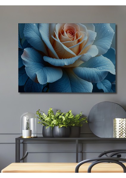 Buz Beyazı Güllü Pastel Boya Görünümlü Dekoratif Ahşap Ev/işyeri/ofis Kare Tablo