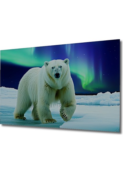 Kutup Ayısı ve Kuzey Işıkları Yağlı Boya Görünümlü Ev/işyeri/ofis Dekoratif Ahşap Kare Tablo fiyatları