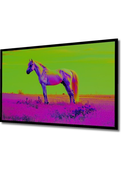 Çerçeve Görünümlü Neon Renkli At Rüyası Yağlı Boya Görünümlü Dekoratif Ahşap Işyeri/ofis Kare Tablo fiyatları