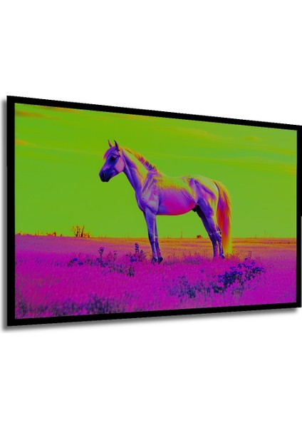 Çerçeve Görünümlü Neon Renkli At Rüyası Yağlı Boya Görünümlü Dekoratif Ahşap Işyeri/ofis Kare Tablo modelleri