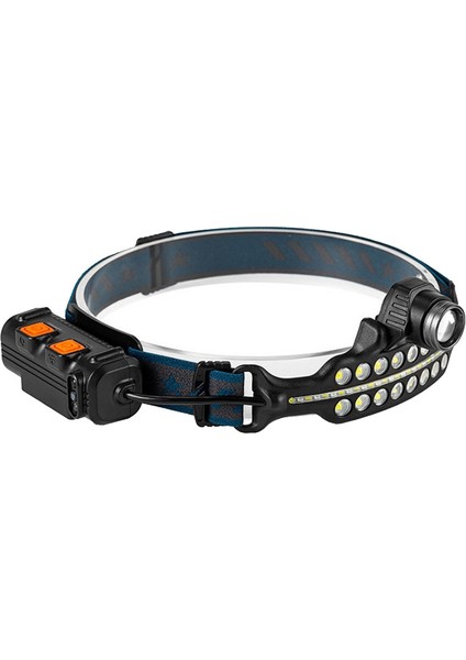 W690 7 Aydınlatma Modlu Xpe Cob LED Sensörlü Dahili Pilli USB Şarj Edilebilir Kafa Feneri