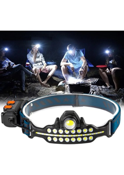 W690 7 Aydınlatma Modlu Xpe Cob LED Sensörlü Dahili Pilli USB Şarj Edilebilir Kafa Feneri indirimleri