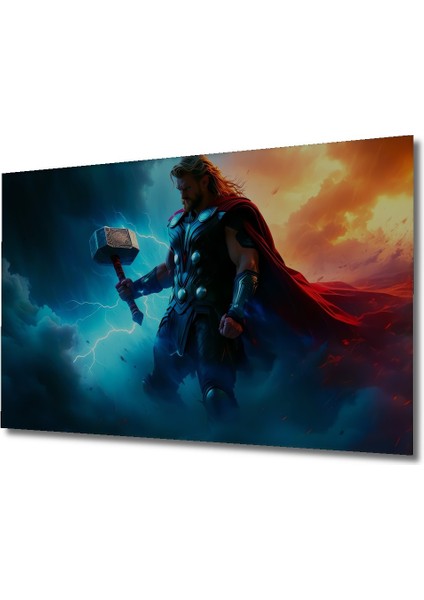 Thor Çekiç Mjolnir Fırtına Tanrısı Yağlı Boya Görünümlü Dekoratif Ahşap Ev/işyeri/ofis Kare Tablo fiyatları