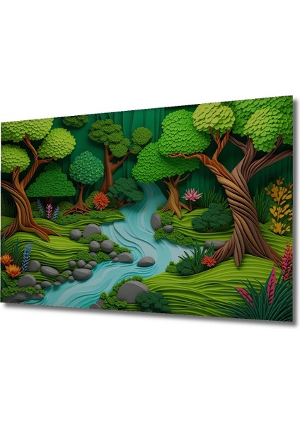 Yeşil Vadi Dekoratif Ahşap Görünümlü Ev/işyeri/ofis Kare Tablo fiyatları