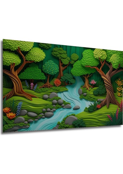 Yeşil Vadi Dekoratif Ahşap Görünümlü Ev/işyeri/ofis Kare Tablo modelleri