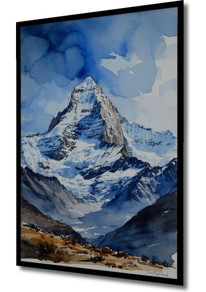 Çerçeve Görünümlü Alp Dağları Sulu Boya Görünümlü Dekoratif Ahşap Ev/işyeri/ofis Kare Tablo fiyatları