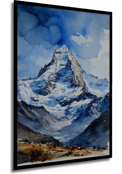 Çerçeve Görünümlü Alp Dağları Sulu Boya Görünümlü Dekoratif Ahşap Ev/işyeri/ofis Kare Tablo modelleri