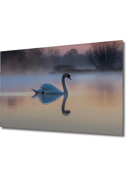 Pastel Tonlarda Kuğu Gölü Yağlı Boya Görünümlü Dekoratif Ahşap Ev/işyeri/ofis Kare Tablo fiyatları