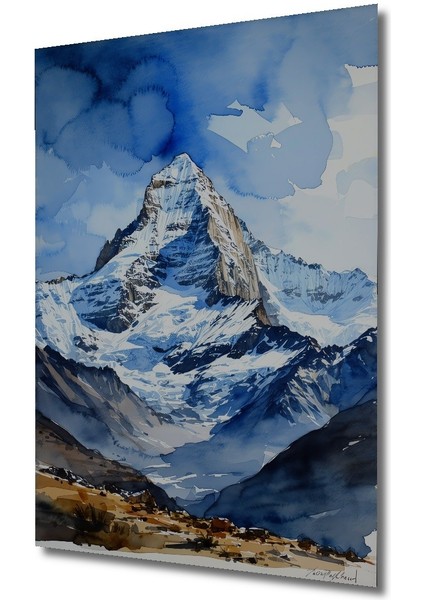 Alp Dağları Sulu Boya Görünümlü Dekoratif Ahşap Ev/işyeri/ofis Kare Tablo fiyatları