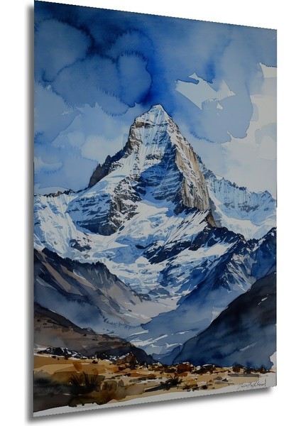 Alp Dağları Sulu Boya Görünümlü Dekoratif Ahşap Ev/işyeri/ofis Kare Tablo modelleri