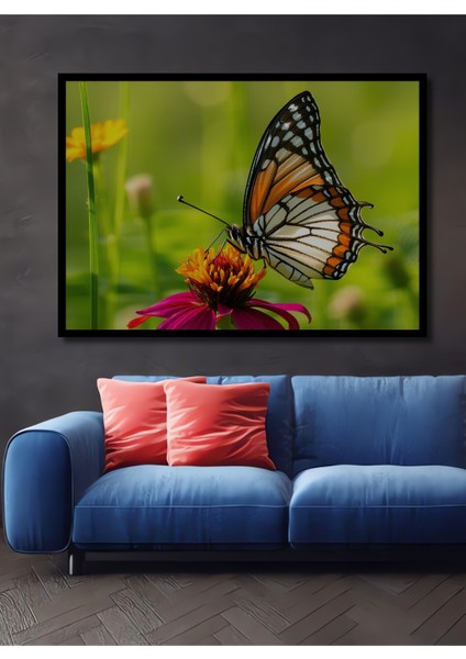 Çerçeve Görünümlü Nektar Dansı Kelebek Dekoratif Ahşap Ev/işyeri/ofis Kare Tablo