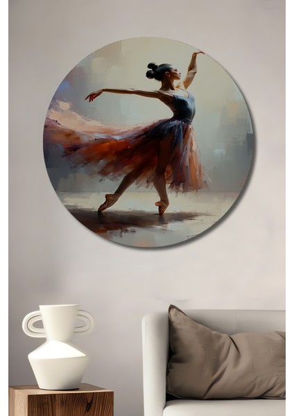 Balerin Zarafeti Yağlı Boya Görünümlü Dekoratif Ahşap Ev/işyeri/ofis Yuvarlak Tablo