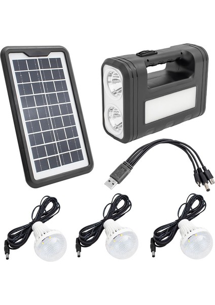 Powermaster Solar Güneş Enerji Panelli 3 Ampullü Kamp Lambası Aydınlatma Powerbank Özellikli Çoklu Şarj Kablolu fırsatları