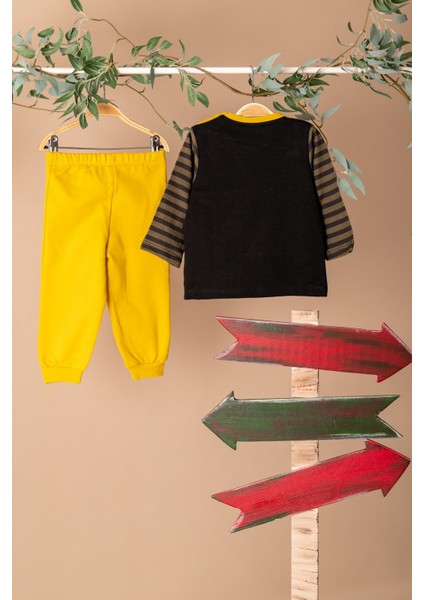 Erkek Bebek Kolları Çizgili Sweatshirt ve Eşofman Altı Takım (3 Ay - 4 Yaş ) modelleri