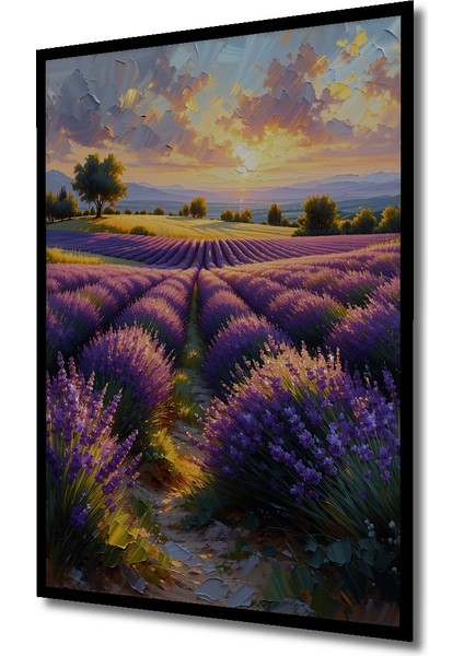 Çerçeve Görünümlü Lavanta Tarlası Yağlı Boya Görünümlü Dekoratif Ahşap Ev/işyeri/ofis Kare Tablo fiyatları