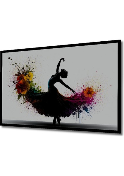 Çerçeve Görünümlü Çiçekli Balerin Sulu Boya Görünümlü Dekoratif Ahşap Dekoratif Ofis Kare Tablo fiyatları