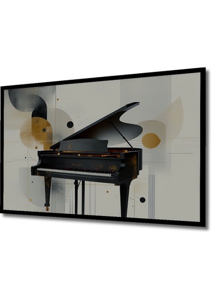 Çerçeve Görünümlü Altın Dokunuşlu Piyano Modern Sanat Ev/işyeri/ofis Dekoratif Ahşap Kare Tablosu fiyatları