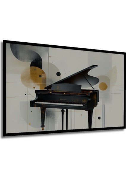 Çerçeve Görünümlü Altın Dokunuşlu Piyano Modern Sanat Ev/işyeri/ofis Dekoratif Ahşap Kare Tablosu modelleri
