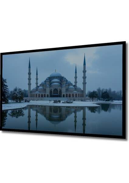 Çerçeve Görünümlü Kış Masalı Camii Sulu Boya Görünümlü Dekoratif Ahşap Ev/işyeri/ofis Kare Tablo fiyatları