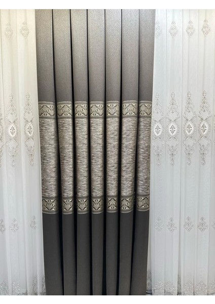 Nivemeshome Likya FT632120 V-2503 Antrasit 1/3 Sık Pileli Fon Perde Apm