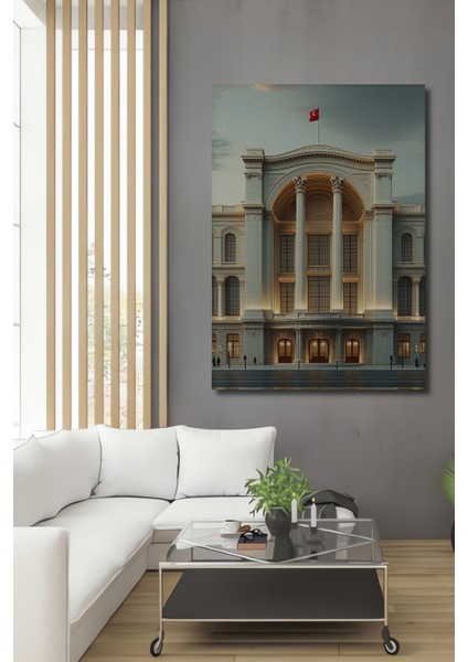 Türkiye Büyük Millet Meclisi Yağlı Boya Görünümlü Dekoratif Ahşap Ev/işyeri/ofis Kare Tablo