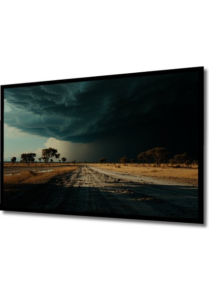 Çerçeve Görünümlü Fırtına Bulutları Yağlı Boya Görünümlü Dekoratif Ahşap Ev/işyeri/ofis Kare Tablo fiyatları