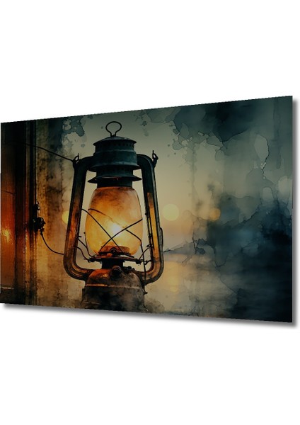 Sulu Boya Görünümlü Nostaljik Lamba Aydınlığı Ev/işyeri/ofis/salon Ahşap Dekoratif Kare Tablo fiyatları