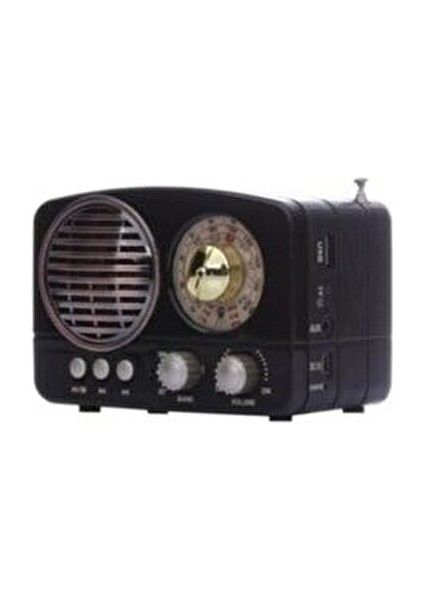 Nostaljik Fm Radyo Bluetooth Hoparlör USB Retro Siyah M-161 Bt