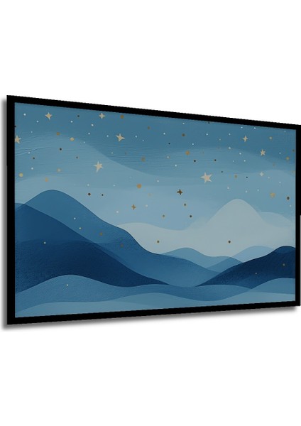 Çerçeve Görünümlü Gökyüzü Yıldızlar Sulu Boya Görünümlü Dekoratif Ahşap Ev/işyeri/ofis Kare Tablo modelleri
