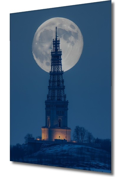 Dolunay Kulesi Manzaralı Dekoratif Ahşap Dekoratif Ev/işyeri/ofis Kare Tablo fiyatları