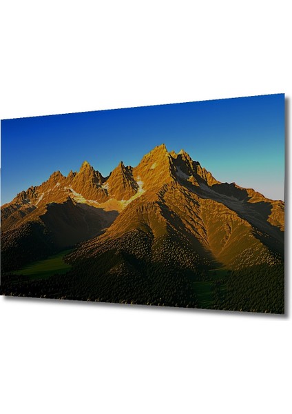 Altın Dağlar Yağlı Boya Görünümlü Dekoratif Ahşap Ev/işyeri/ofis Kare Tablo fiyatları